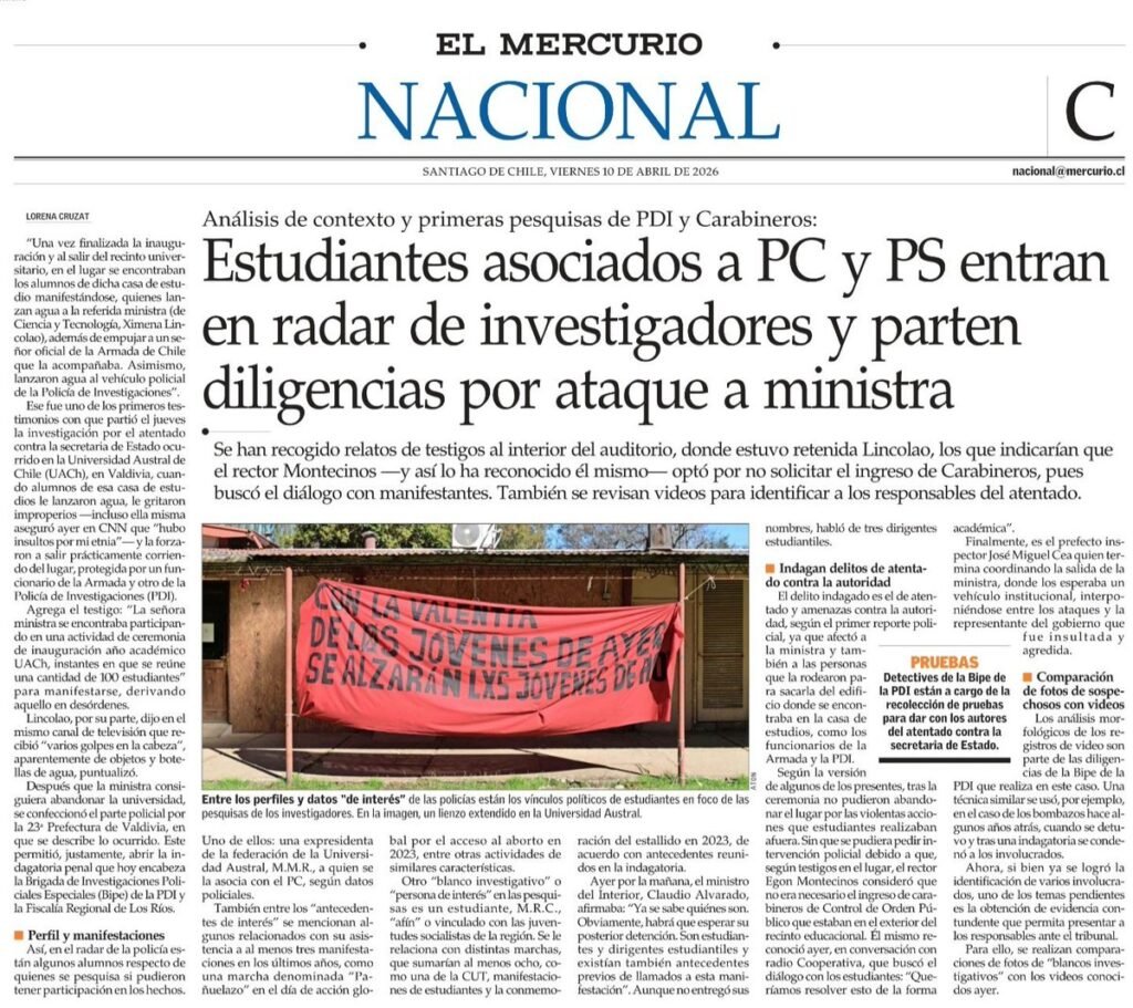 ataque a ministra Lincolao – Detalles del incidente en la Universidad Austral