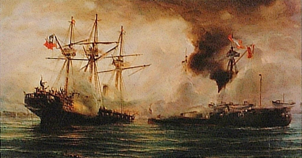 ilustración combate naval de iquique Thomas Somerscales