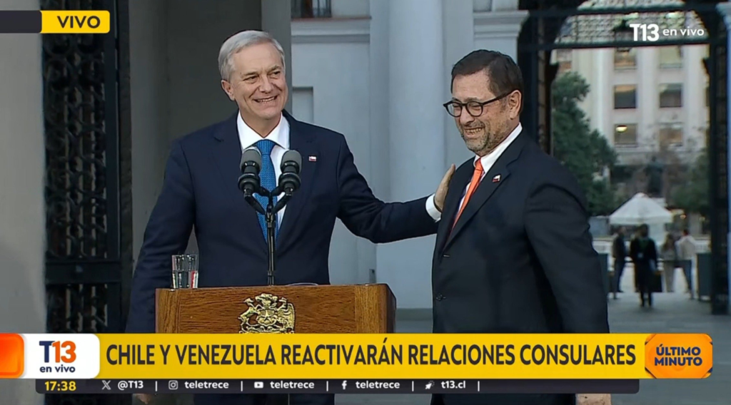 Presidente José Antonio Kast y canciller Francisco Pérez Mackenna anuncian restablecimiento de relaciones consulares Chile Venezuela