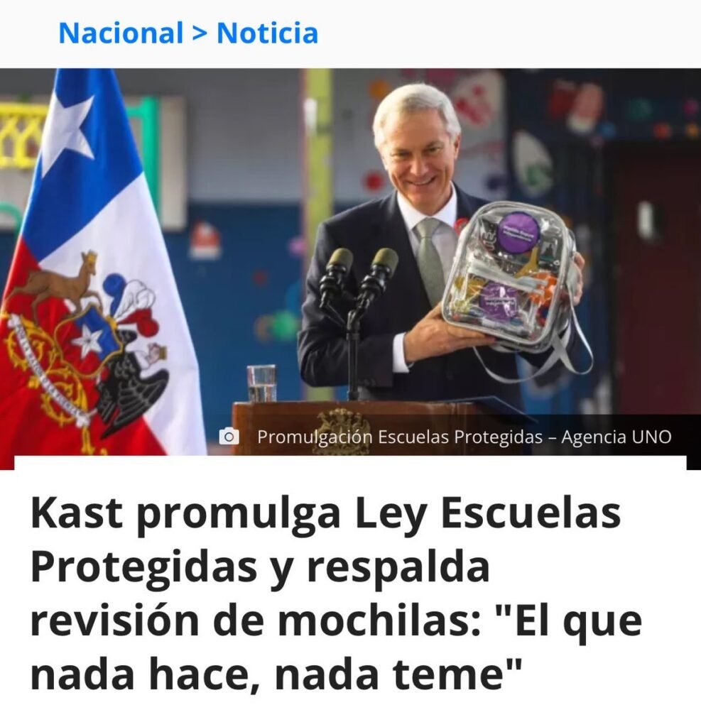 Presidente José Antonio Kast en la promulgación de la Ley Escuelas Protegidas en Independencia