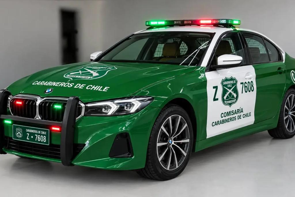 Nuevos vehículos policiales BMW 320i de Carabineros de Chile como radiopatrulla