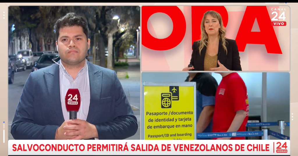 Control migratorio de la PDI en el Aeropuerto Arturo Merino Benítez para la salida de venezolanos de Chile con documentos vencidos