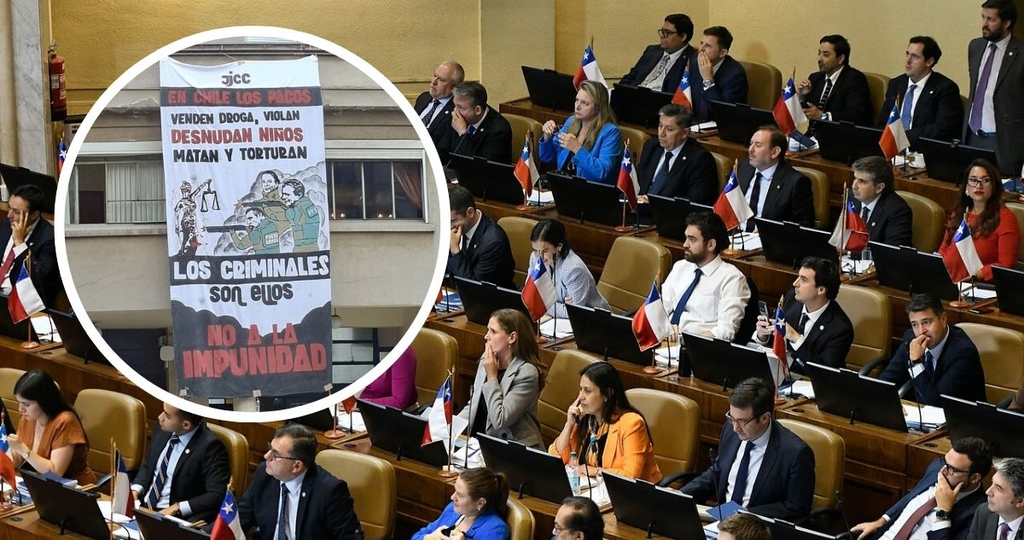 Republicanos acusan al PC de violencia politica del PC por lienzo contra Kast y Rodríguez