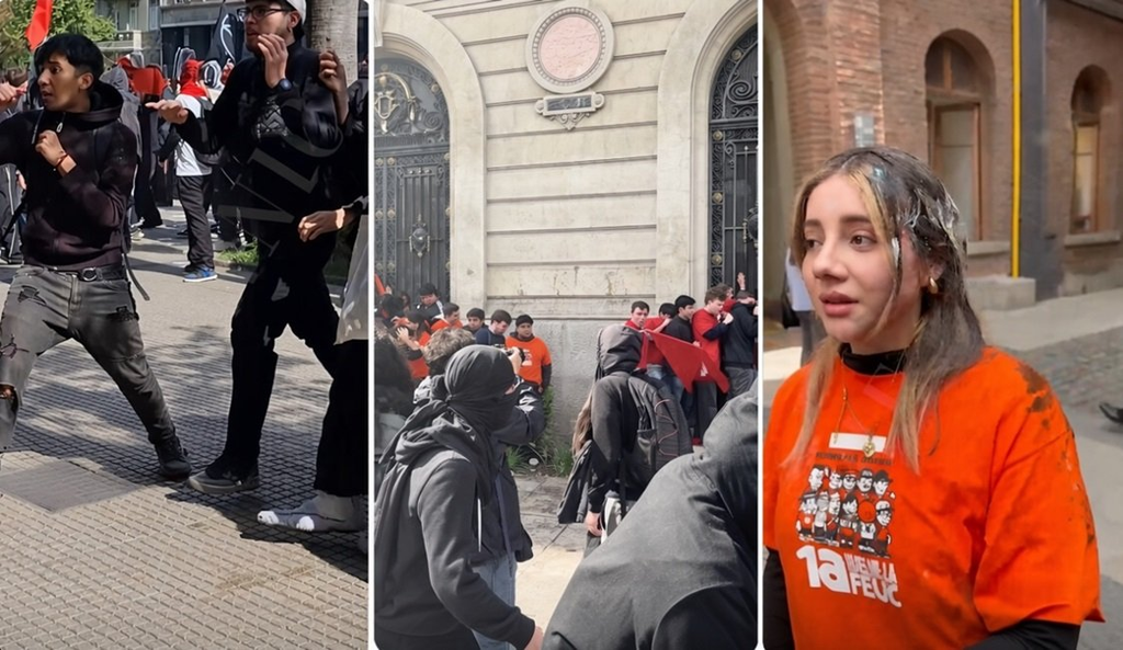 Una estudiante de la UC agredida frente a Casa Central se volvió el símbolo de la violencia izquierdista en la marcha de la Confech