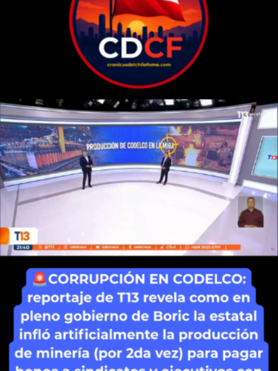 #codelco #corrupcion #boric #noticiaschile #PoliticaChilena #ActualidadChile #URGENTE #recortes #chile #ALERTA #kast #reportajest13